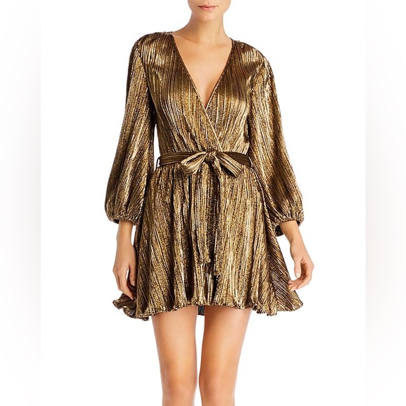 Bardot Dresses & Skirts - Bardot Bellissa Metallic Plissé Dress